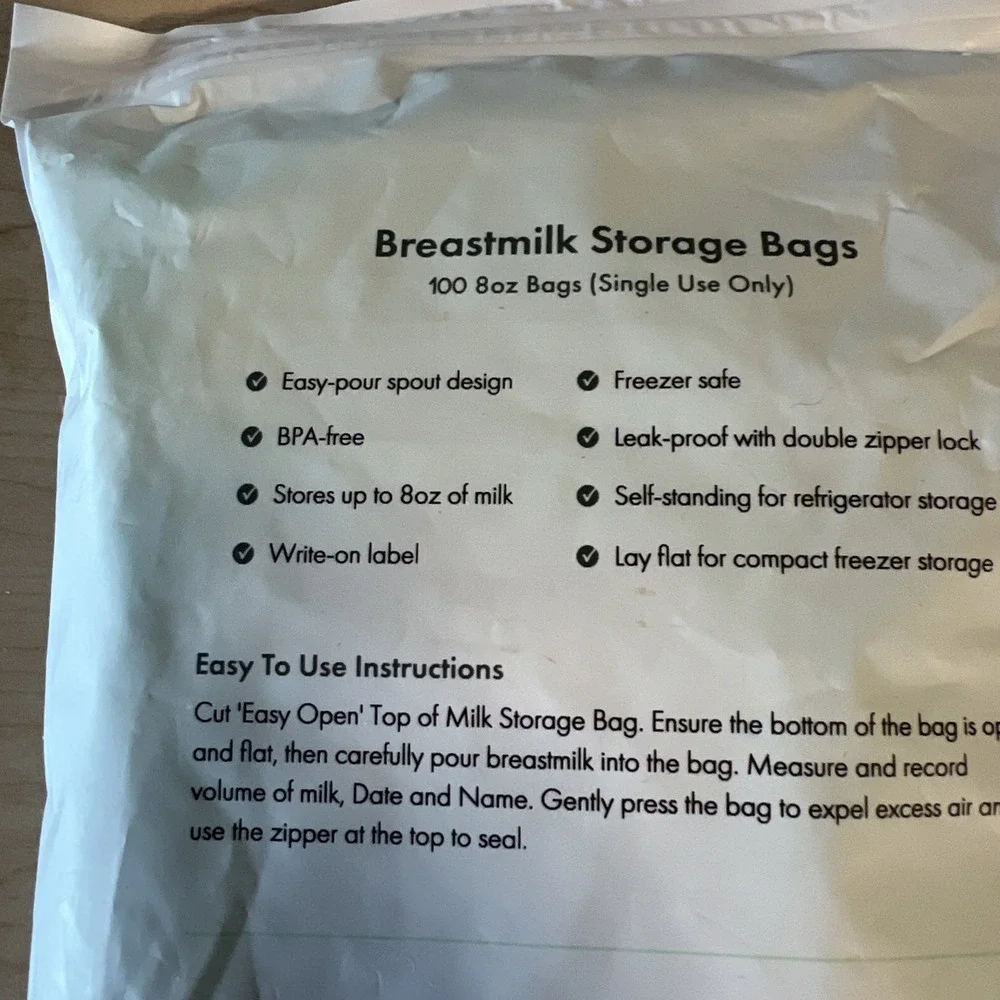 Motif Medical Breast Milk Storage 8oz Bags 100 Count BPA-Free AAC0008-06